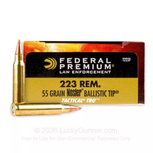 .223 Rem – 55 Grain Nosler Ballistic Tip – Federal Tactical TRU – 20 Rounds