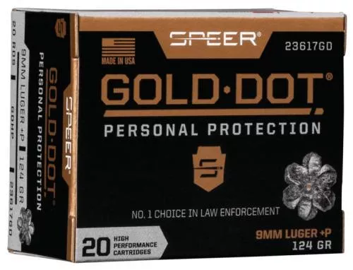 9mm Luger 20 Rounds Ammunition Speer 124 Grain Hollow Point