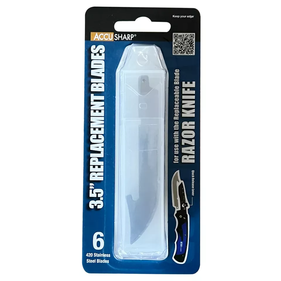 AccuSharp 3.5" Razor Knife Replacement Blades, Steel, Silver
