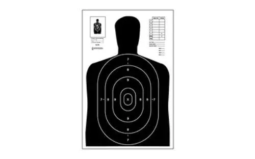 Action Target B-27E EcoFALSEmy Black Silhouette Cut Off Below Ring 7 23"x35" 100 Per Box B-27EBLACK-100