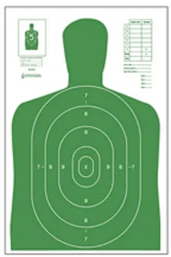 Action Target B-27E EcoFALSEmy Green Silhoutte Cut Off Below Ring 7 23"x35" 100 Per Box B-27EGREEN-100