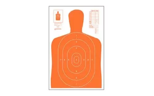 Action Target B-27E EcoFALSEmy Orange Silhouette Cut Off Below Ring 7 23"x35" 100 Per Box B-27EORANGE-100