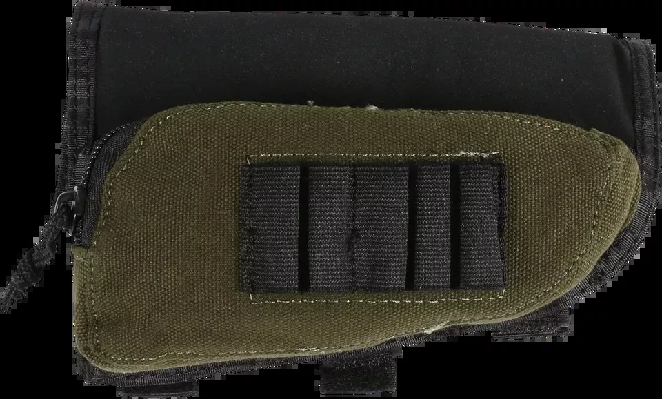 Allen 20550 Rifle Buttstock Shell Holder - 5 Round Capacity, Black/Green Cordura