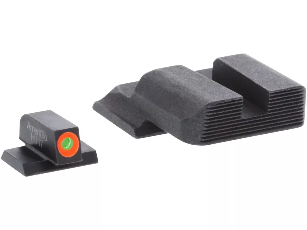 Ameriglo Protector Night Sight Set for S&W M&P Except 22, 380, Shield, Pro Tritium Green Front with Orange Outline, Serrated Rear