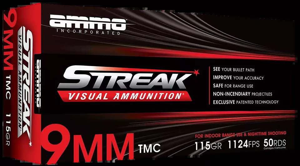 Ammo Inc 9115TMCSTRKRED50 Streak Visual RED 9mm Luger 115gr TMC 50/Box