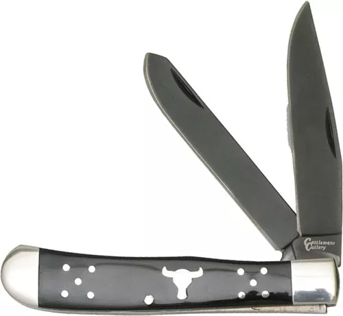 ANGUS TRAPPER 2-BLADE FOLDING KNIFE - ABKT CATTLEMANS CUTLERY BLACK