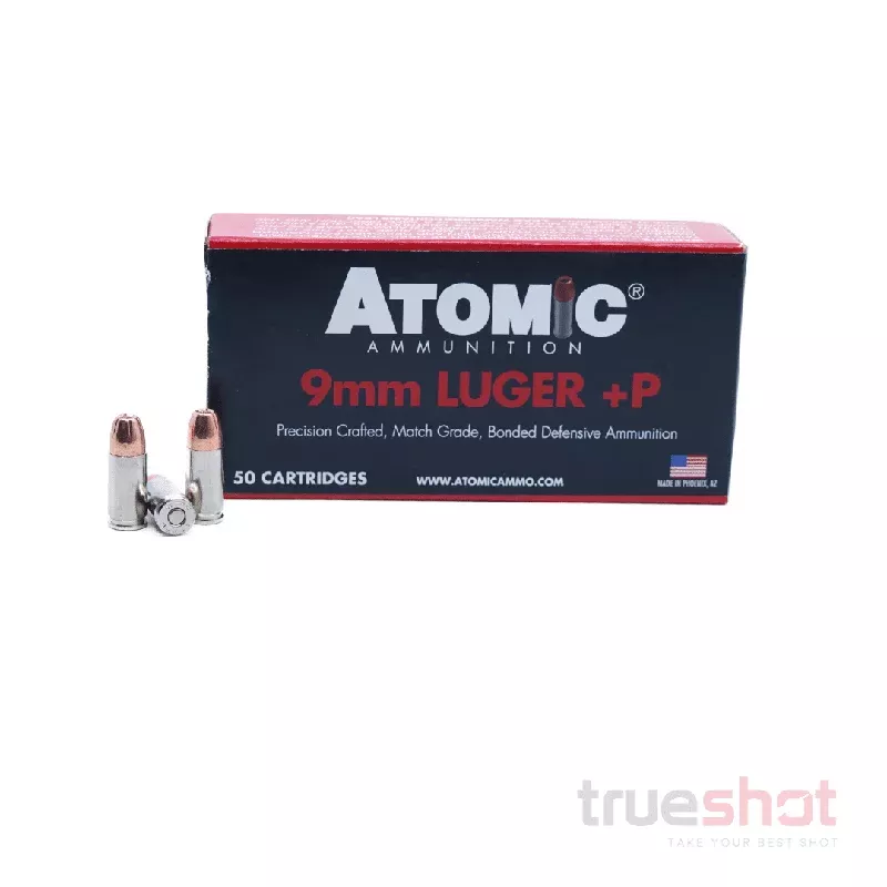 Atomic Ammo – 9mm +P – 124 Grain – Bonded Match Tip – HP