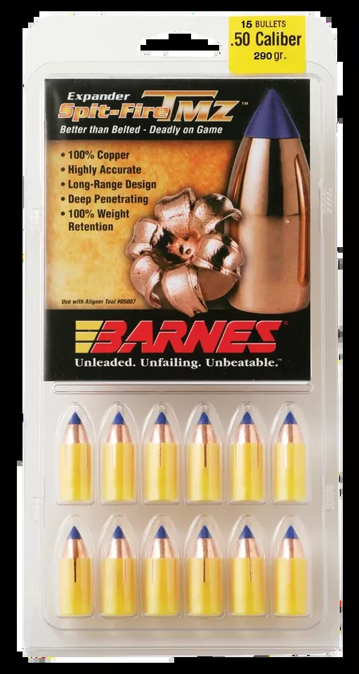 Barnes Bullets 30594 Spit-Fire TMZ 50 Cal 290gr Muzzleloader Ammo 15 Rounds
