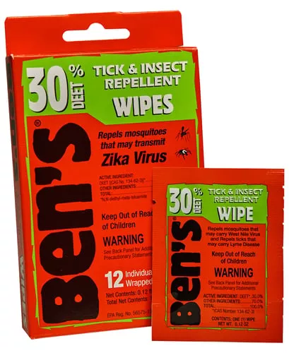 Bens 00067085 30Odorless Scent Wipes Repels Ticks & Biting Insects 12