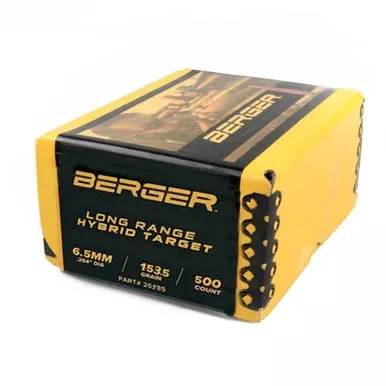Berger 6.5mm 153.5 Grain Long Range Hybrid Target Bullets, 500 Count