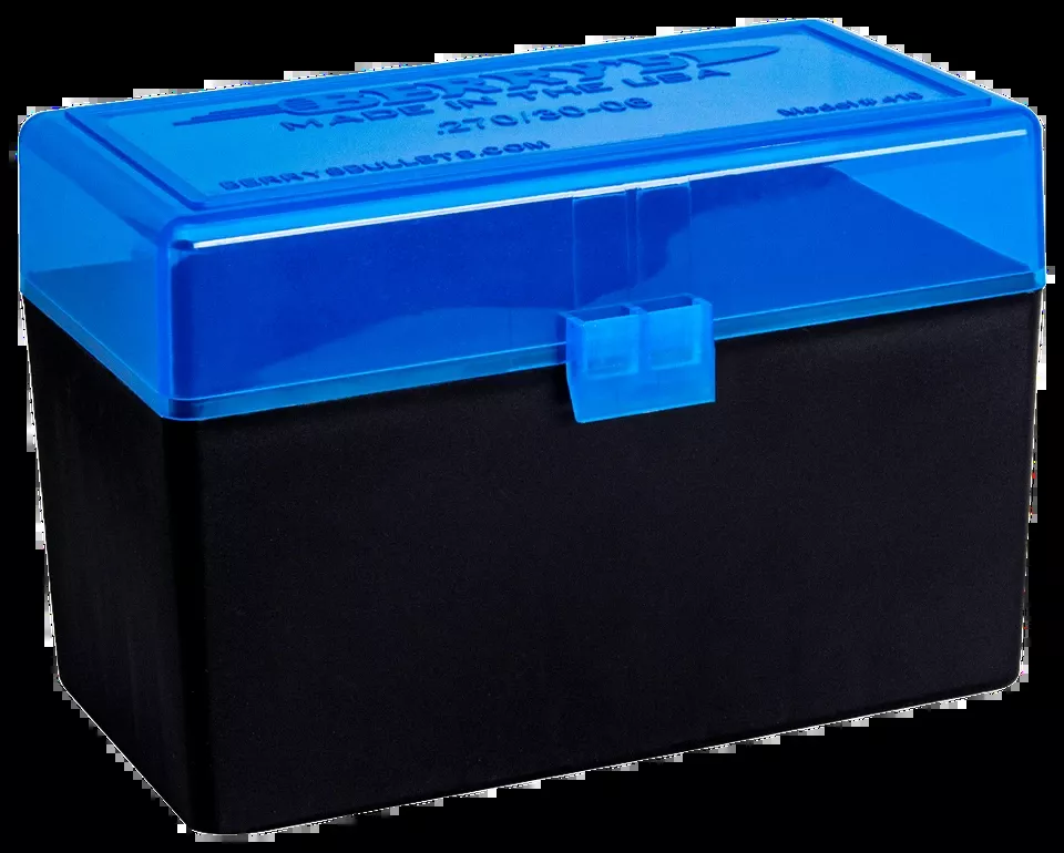 Berry's 82467 Ammo Box for .243/.308 Win, Blue/Black, 50-Round Capacity