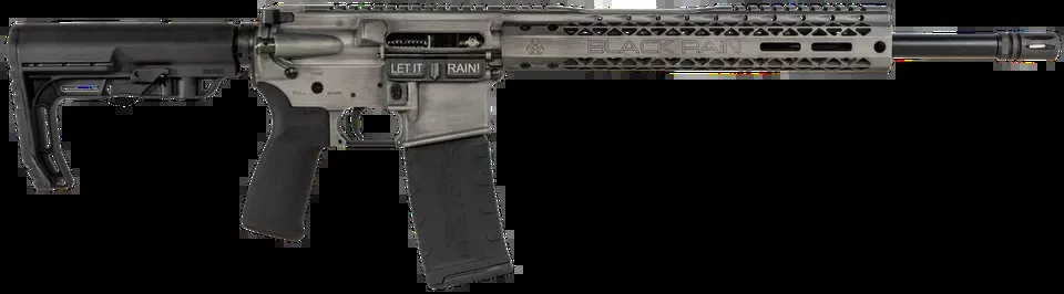 Black Rain BROFUSIONTB 5.56 NATO Rifle with Titanium Battleworn Finish and MFT Minimalist Stock