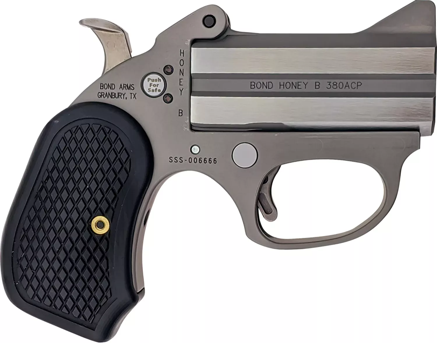Bond Arms BAHB Honey B380 ACP 2rd Shot 3″ Matte Stainless Steel Frame, Black Extended B6 Resin Grips
