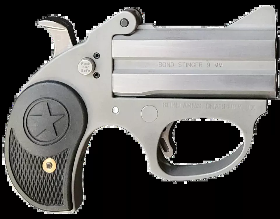 Bond Arms Stinger 38 Special 3" Stainless Double Barrel with Black Rubber Grips and Manual Safety