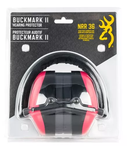 Browning 12687 Buck Mark IIPlastic 27 dB Over the Head Pink/Black Adult