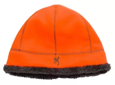 Browning Mens High Pile Fleece Beanie Orange/Charcoal
