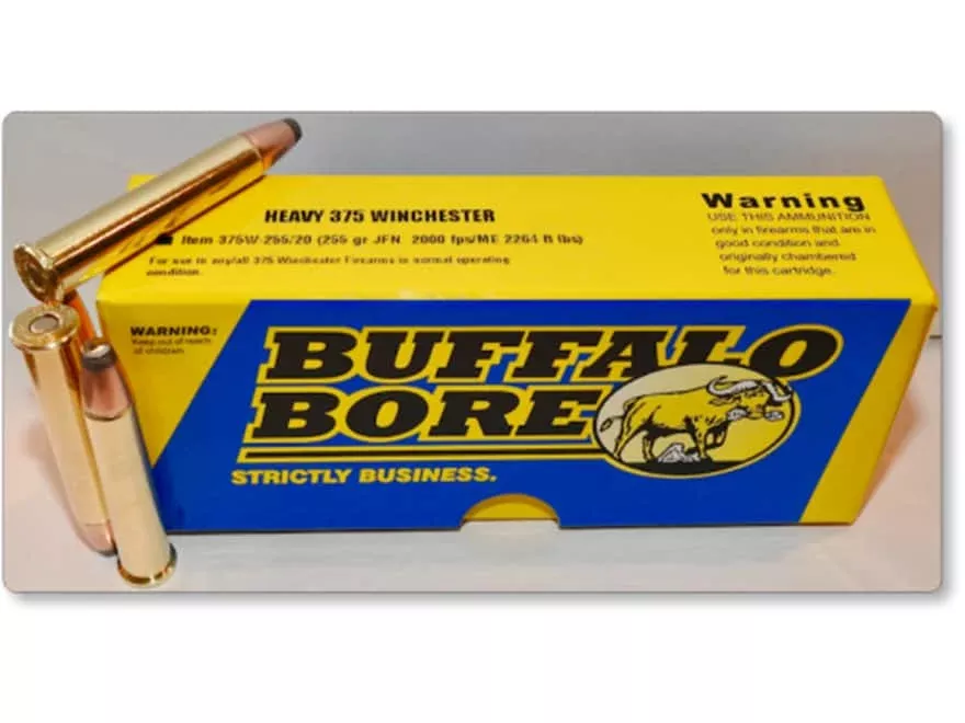 Buffalo Bore 375 Winchester Ammo 255 Grain Barnes Original Jacketed Flat Nose Box of 20