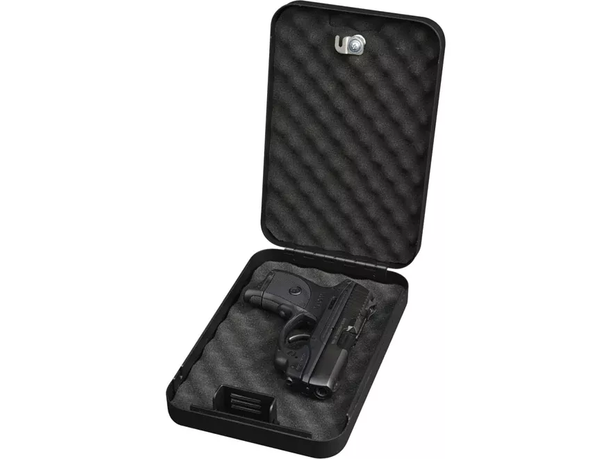 Bulldog Personal Pistol Safe with Key Lock & Security Cable Black