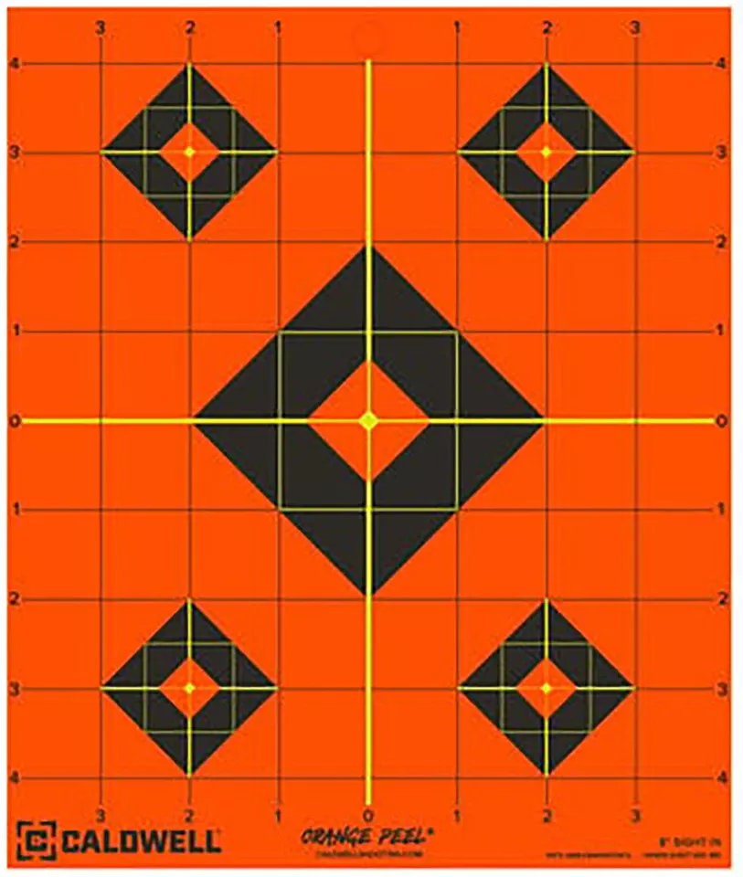 Caldwell 8" Orange Peel Self-Adhesive Paper Targets - Black/Orange Diamond, 5 Pack