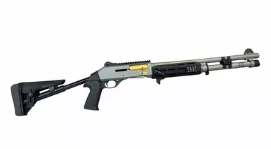 Canuck TacOp Pro 12 Ga Semi-Auto 3″, 18.5″ Barrel, Grey w/ Gold Trim