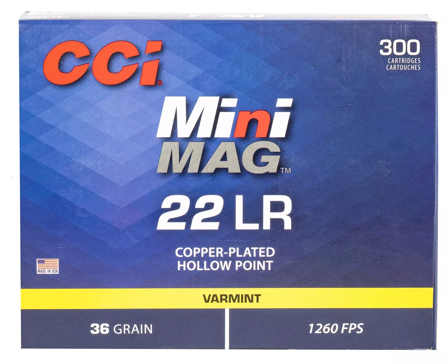 CCI 962 Mini-Mag Varmint 22LR 36gr Jacketed Hollow Point 300 Per Box/10 Case