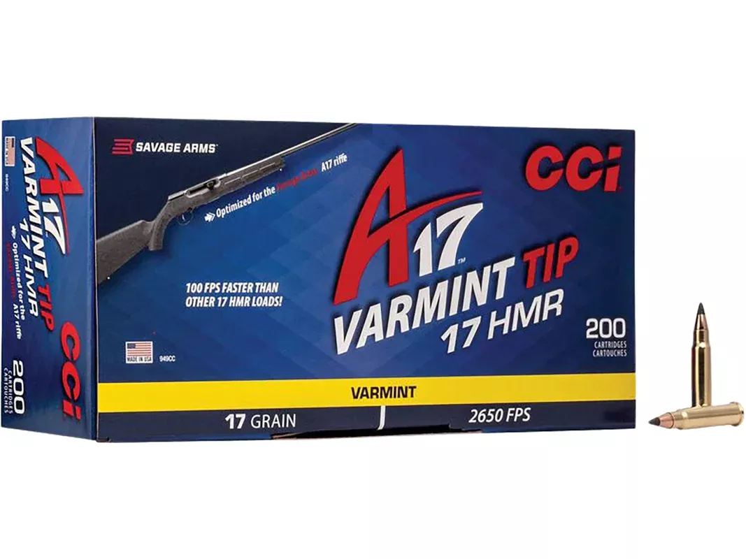 CCI A17 17 Hornady Magnum Rimfire (HMR) Ammo 17 Grain Polymer Tip Box of 200