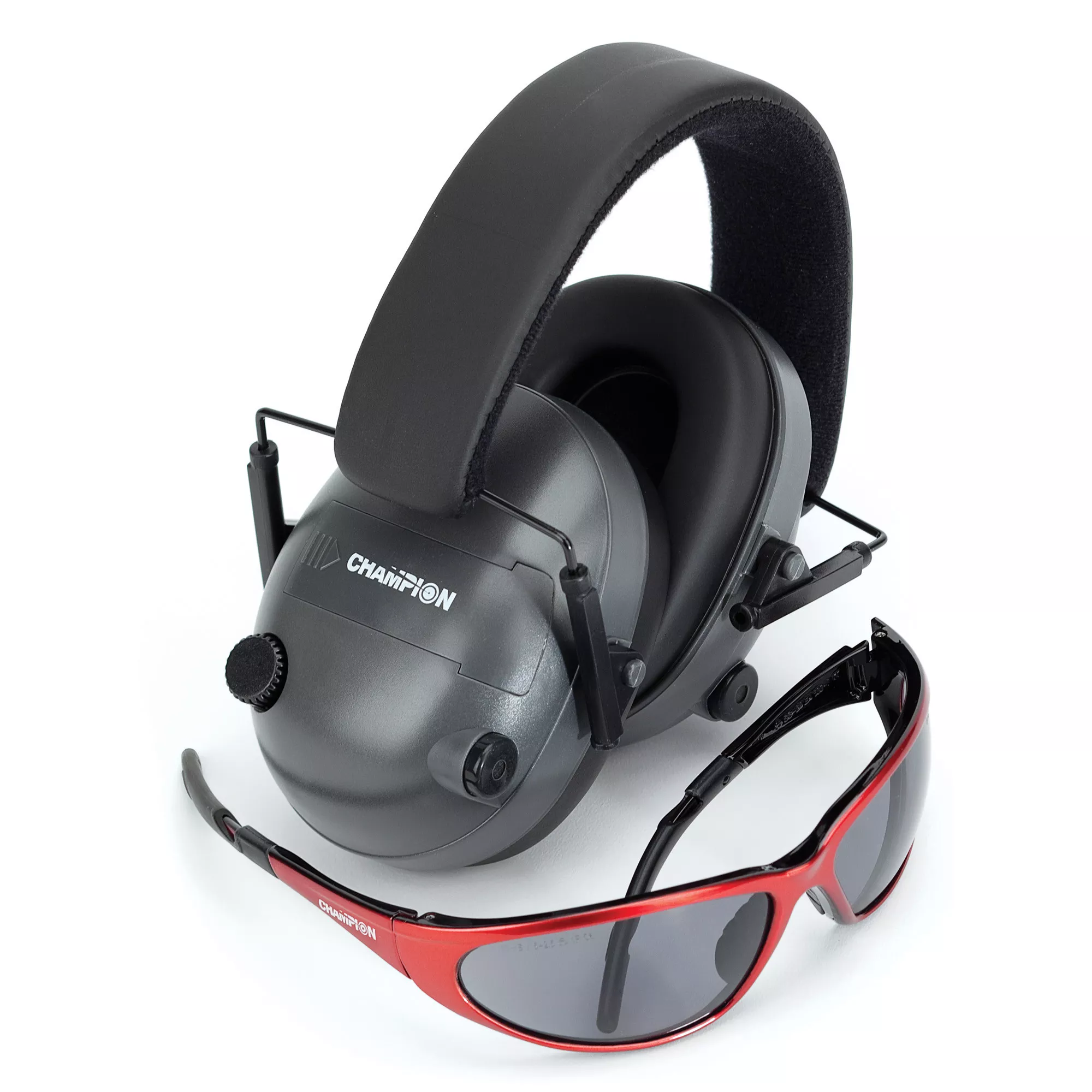 Champion Glasses & Electronic Earmuffs 25dB NRR Black
