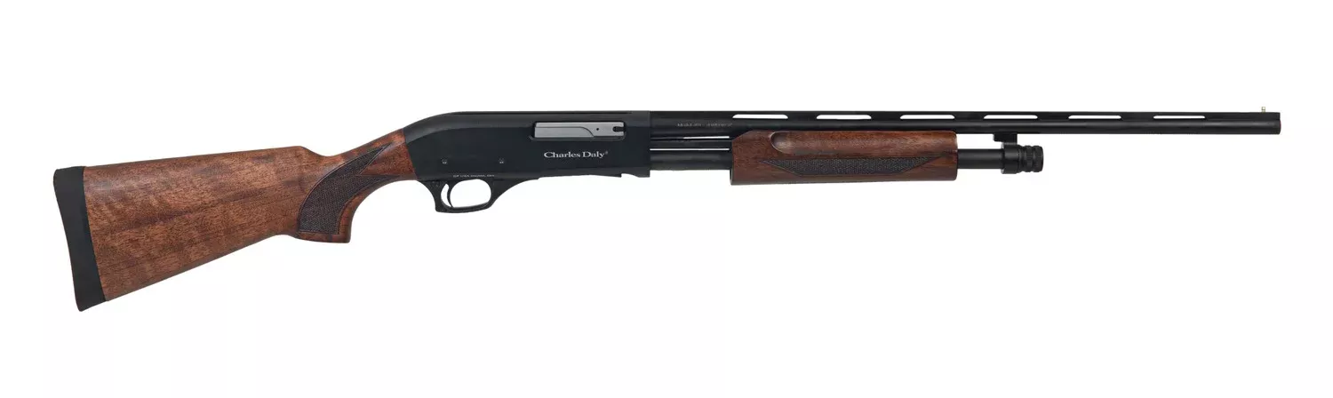 Charles Daly 930415 301 Field Compact 20 Gauge Pump 3″ 4+1 22″ Vent Rib Barrel, Black Anodized Grooved Receiver, Fixed Walnut Stock