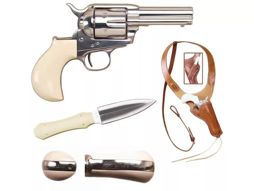 Cimarron Firearms Doc Holliday Combo 45 Colt (Long Colt) Revolver 3.5″ Nickel Barrel 6 Round Ivory Grip