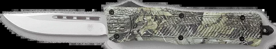 CobraTec CTK-1 Medium OTF Knife with American Flag Design and Woodland Camo Handle