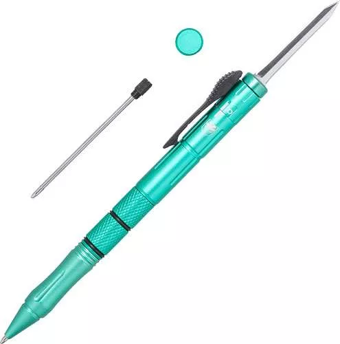 CobraTec Knives TBOTFPDNS Tactical Pen1.75" OTF Drop Point Plain Stainless Steel Blade Tiffany Blue Aluminum Handle