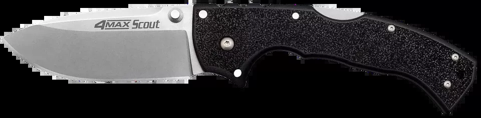 Cold Steel 4-Max Scout Folding Knife with Stonewashed Blade and Black Griv-Ex Handle