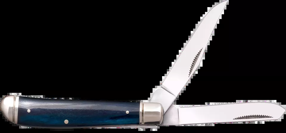 Cold Steel Mini Trapper Folding Knife with Dark Blue Bone Handle