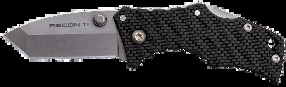 Cold Steel Recon 1 Micro Tanto Folding Knife with Stonewashed Blade and Black Handle