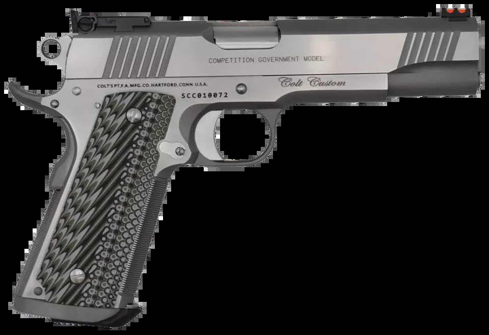 Colt Custom Competition 38 Super 9+1 Stainless Pistol with National Match Barrel and Black G10 Grip