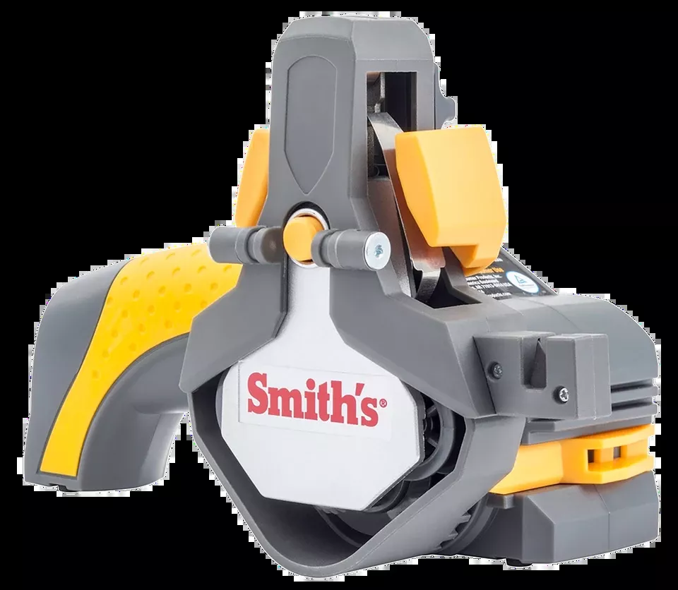 Cordless Handheld Knife & Tool Sharpener with Fine/Medium/Coarse Ceramic Options - Gray/Yellow