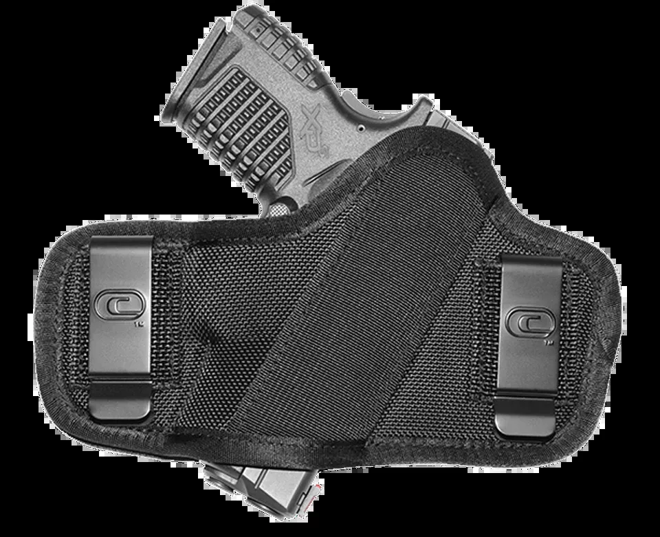 Crossfire Shooting Gear CRFCLPONSA1S2 Ambidextrous Clip-On OWB Holster for Subcompact 2-2.50" Barrel - Black Ballistic Nylon