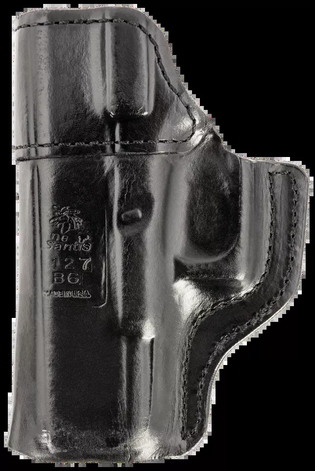 DeSantis Gunhide Inside Heat IWB Holster for Glock 19/19 Gen 5/19X/23/32/45 - Right Hand, Black Leather Belt Clip
