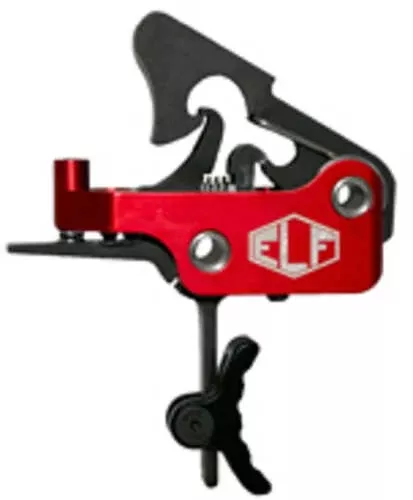 Elftmann Tactical Apex Adjustable Trigger Curved with Black Shoe Fits AR-15 AFALSEdized Finish Red