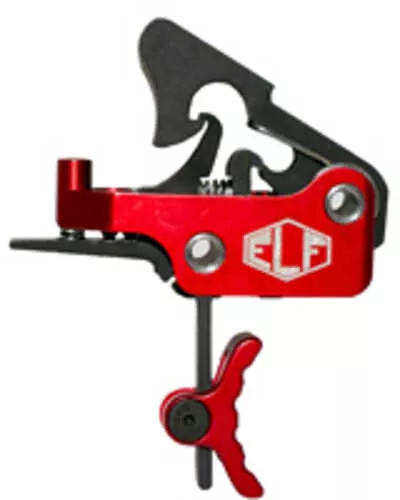 Elftmann Tactical Apex Adjustable Trigger Curved with Red Shoe Fits AR-15 AFALSEdized Finish Red