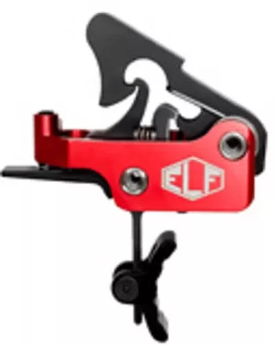 Elftmann Tactical Apex Pro Adjustable Trigger Curved with Black Shoe Fits AR-15 AFALSEdized Finish Red