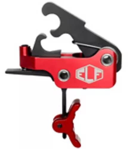 Elftmann Tactical SE Adjustable Trigger Curved with Red Shoe Fits AR-15 AFALSEdized Finish Red