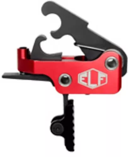 Elftmann Tactical SE Adjustable Trigger Straight with Black Shoe Fits AR-15 AFALSEdized Finish Red
