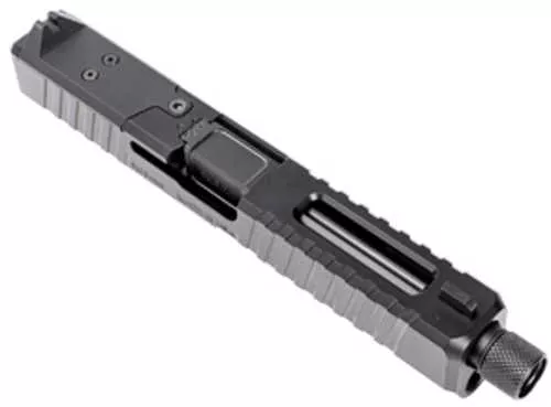 FALSEveske DM Slide FALSEveske Barrel Threaded 1/2x28 DLC Finish Black Direct Mount Optics Ready For Glock 19 Gen 4 Includes N