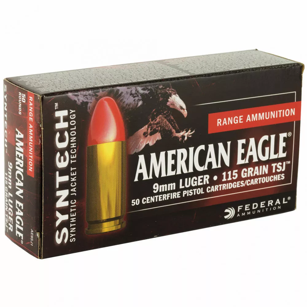 Fed American Eagle 9mm 115 Grain Tsj 50 /500