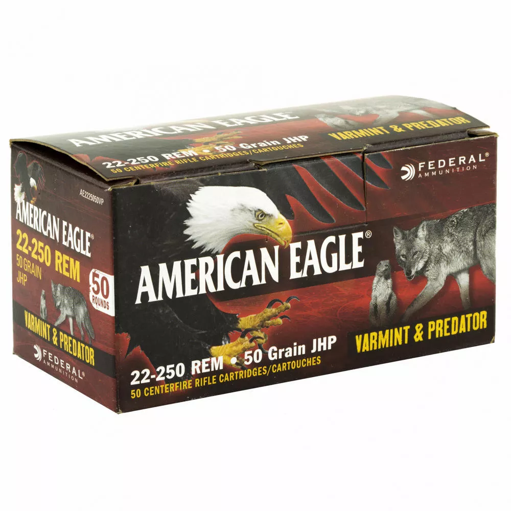 Fed American Eagle Varmint & Predator 22-250 50 Grain 50 /250