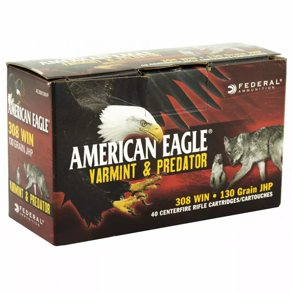 Fed American Eagle Varmint & Predator 308Win 130 Grain 40 /200