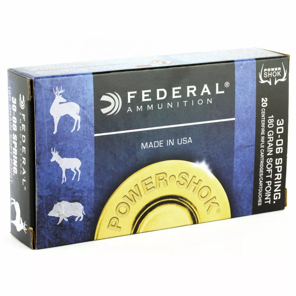 Fed PowerShok 30-06 180 Grain Solid Point 20 /200