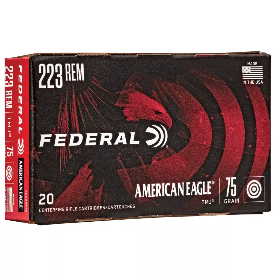 Federal American Eagle .223 Remington 75 Grain TMJ - 20 Rounds/500 Rounds