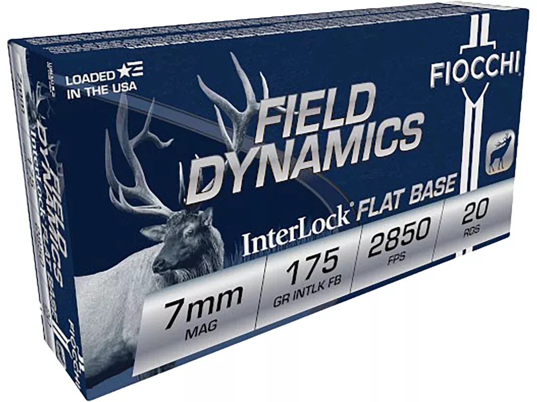 Fiocchi Field Dynamics 7mm Remington Magnum Ammo 175 Grain Hornady Interlock Jacketed Soft Point Box of 20